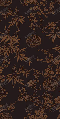 竹叶梅花 【酷图网】竹叶,梅花,回位,线条花,复古,中国风,黑底,老年花纹