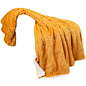 Batik Faux Fur & Sherpa Throw Blanket, Honey Gold - Modern - Throws - by BNF Home