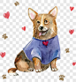矢量手绘穿衣服的柯基犬卡通手绘PNG图片 来自PNG搜索网 pngss.com 免费免扣png素材下载！