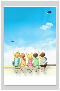 卡通小学生友谊毕业季背景