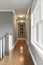 Hallway - contemporary medium tone wood floor hallway idea in Minneapolis
