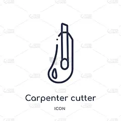 线性木匠刀具图标从建筑工具轮廓集合。细线木工刀矢量孤立在白色背景上。木工刀时尚插画