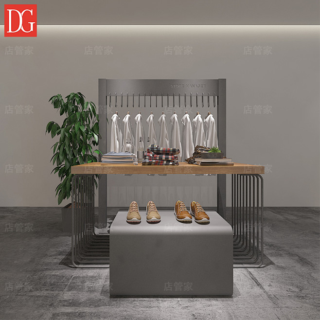 服装店展示架店铺货架衣服中岛流水台橱窗展...