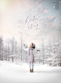 彩色天空 白雪世界 可爱小女孩 冬季海报设计PSD ti436a4901
