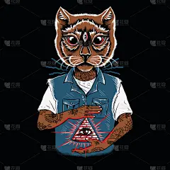 猫,性格,似人脸,宠物,华丽的,白色背景,挂锁,照亮