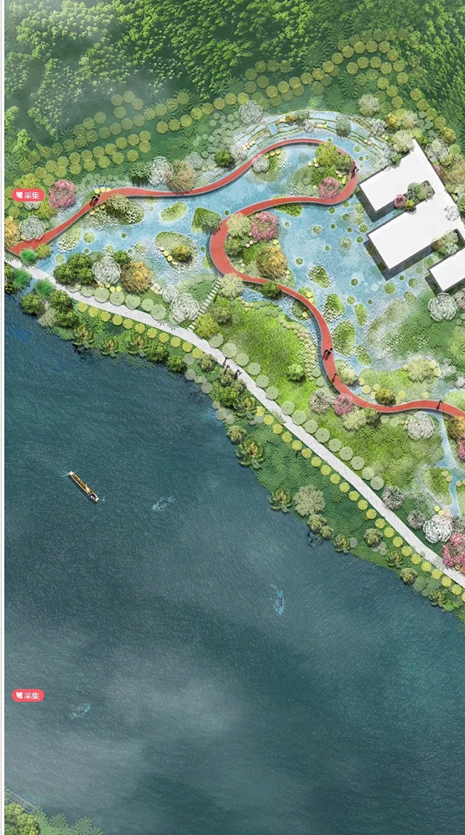 2023PS小清新公园彩平图psd素材生态湿地公园景观设计彩平PS素材-花瓣网