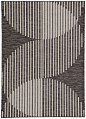 Bold and graphic, the Decora Tangra area rug by Nikki Chu offers compelling geometric appeal to indoor and outdoor spaces. Linear motifs meld with circular shapes to create an intriguing modern design on this polyester layer, while the gray colorway compl