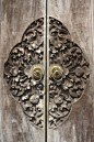 Detail of carved wooden door, Bali