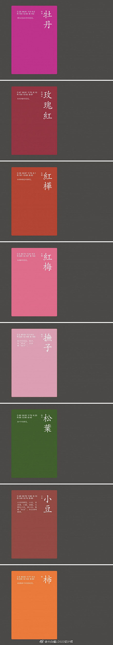 #LOGO设计# 古代以植物来命名的配色...