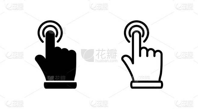 手动单击图标向量。点击手指图标。指针图标