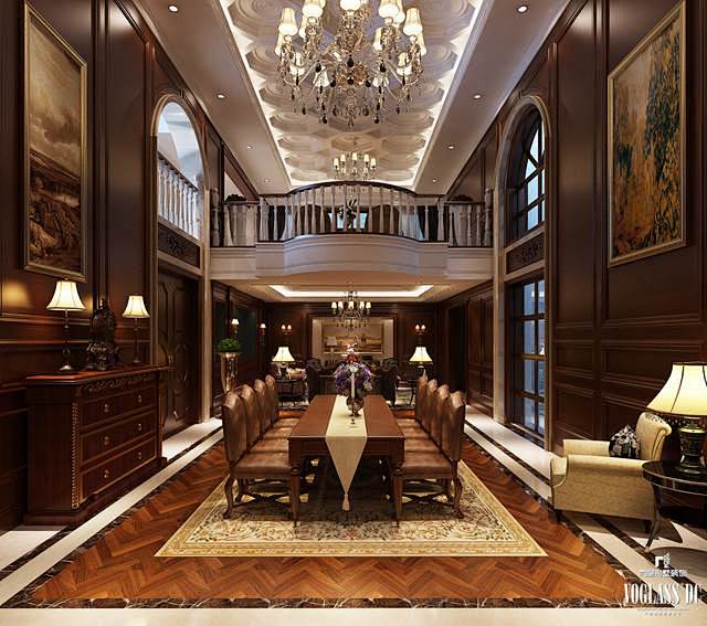 北京别墅装修-地下客厅注重对称的空间美感...
