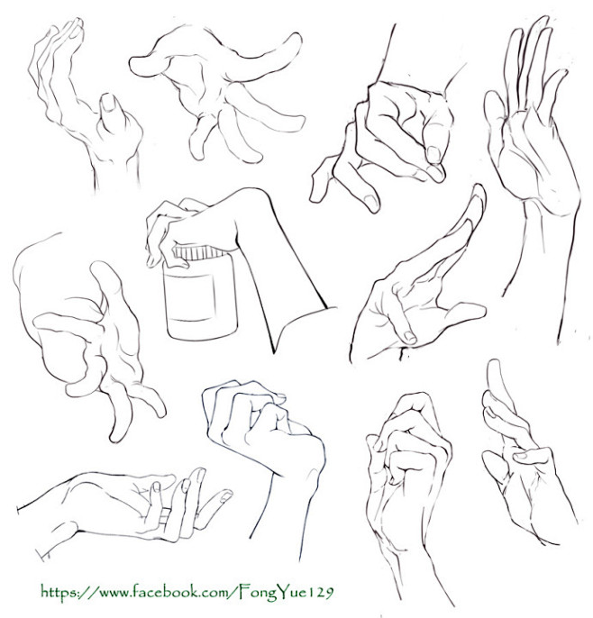 分享一组带角度的手部动态素材参考，手部画...