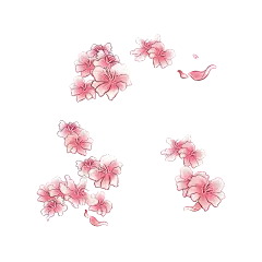 国潮樱花桃花小清新树枝手绘插画元素
