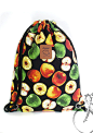 Apple Backpack Canvas drawstring bag Cotton Backpack Laptop bag Hip bag Handmade bag