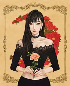 插画 | 看美女笔下的彩铅画唯美女孩肖像