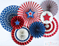 Stars & Stripes Pinwheel Backdrop,Paper Rosette backdrop,July 4th, Wedding background, Giant paper Flowers,  paper fan backdrop : Decorate your next party with these stylish paper rosettes.  Set of 8 rosettes/pinwheels 2(17) diameter rosettes 2( 14) d
