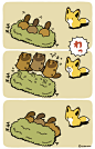 一位推主绘制的小浣熊和貉漫画，画风真是满满的治愈(●⁰౪⁰●)【twitter；atamotonu】