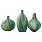 Asst. of 3 Stream Vases, Green/Blue
