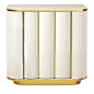 Designed by Isabella Costantini and built by Italian artisans, the Duilio Nightstand featured a ribbed door that conceals an inner shelf. In ivory-lacquered wood, the piece is accented with brass or powder-coated metal detailing. Exuding timeless elegance