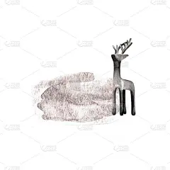 水彩圣诞装饰闪闪发光的黑鹿与银色的笔触。模板为舒适的节日装饰，贺卡，明信片，海报或打印。为标志或日历