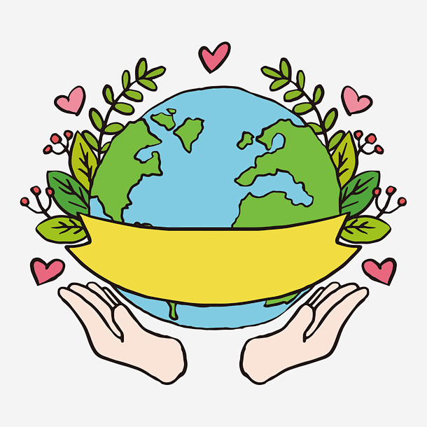 地球一小时手绘卡通地球矢量图免抠素材新图网