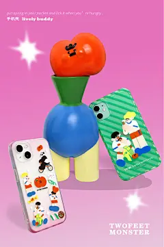 两脚怪「原创情侣手机壳」可爱男女孩让人心情大好的卡通插画设计-淘宝网