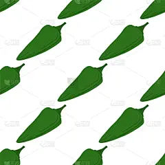 green chili peppers seamless pattern on white