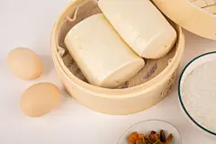 馒头鸡蛋早餐面点面食美食摄影图