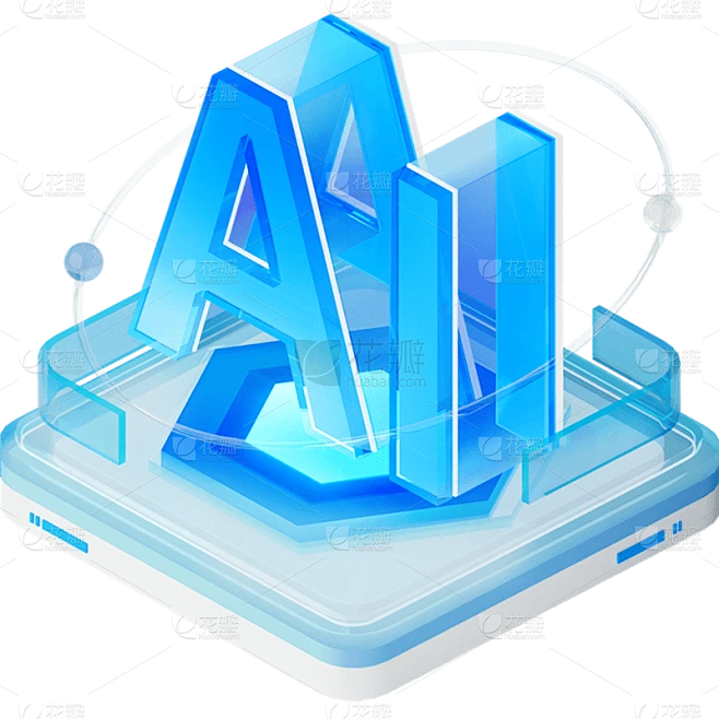通用3D立体科技风AI图标元素素材-花瓣网