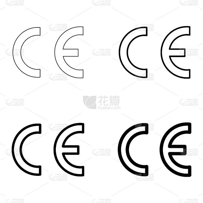 一套CE标志符号符合欧洲，清洁标签产品，信息矢量插图标志