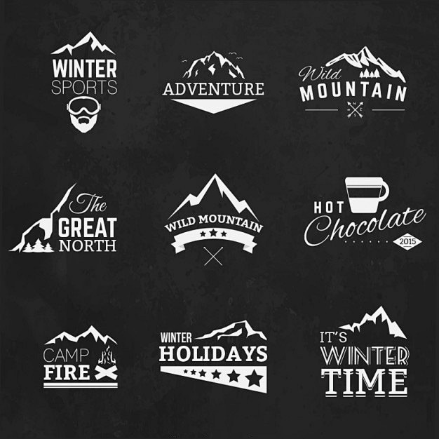 大山，雪山，户外登山旅游logo标志矢量...