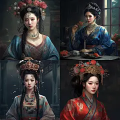秦岚 清朝格格 CG插画 写实唯美