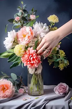 AI数字艺术花瓶里的美丽花朵-众图网