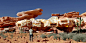 “生物黑客的住宅” - hhlloo : 模拟坐落在犹他州的红岩沙漠景观中，使用3D打印的生物集成材料来生成一个保护性的建筑组织