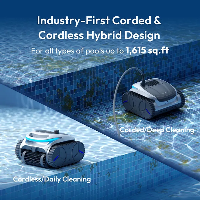 Amazon.com : BUBLUE BuHybrid L6 Robotic Pool Cleaner, Corded & Cordless ...