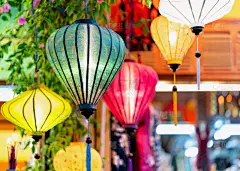 多色的,悬挂的,市场,路灯,会安,夜市,灯笼,纸灯笼,东南亚半岛,自制的