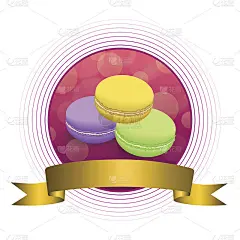 背景粉杏仁黄紫罗兰绿金色圆丝带