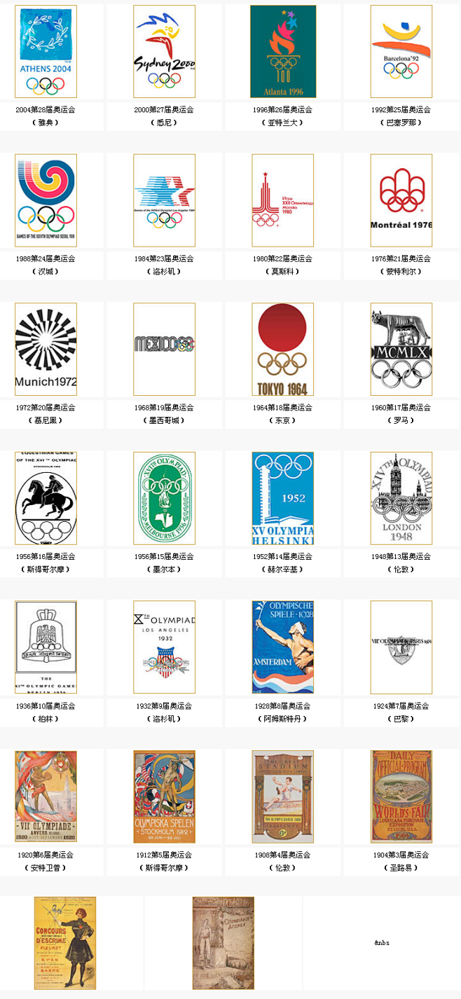 历届奥运会标识设计欣赏