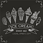 Hand drawn ice cream blackboard background