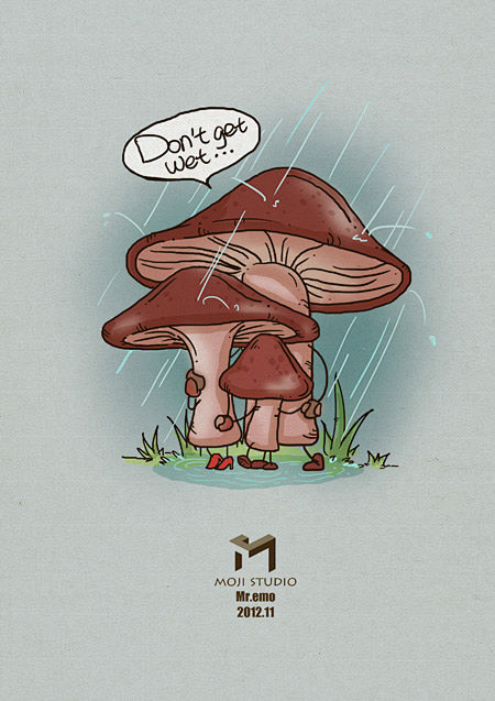 蘑菇一家总是赶上下雨天，所以你总会看见他...