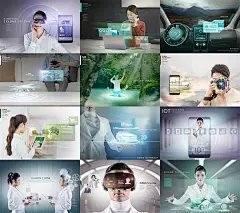 13款人工智能未来科技指纹认证投影科学技术数据化合成海报PSD素材