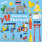 卡通泰国旅游风景图案人物元素活动网页 AI矢量设计素材 (1)