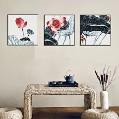腾画 现代新中式花卉装饰画 客厅卧室餐厅家居有框画墙画壁画挂画-tmall.com天猫