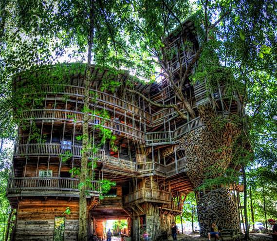 世界上最大的树屋，坐落在美国田纳西州克罗...