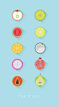 Flat fruits icon : ICON DESGIN@北坤人素材