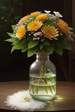 自然的灵感绿瓶插花的优雅展现