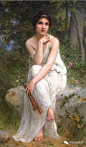 油画中的神韵女子Charles Amable Lenoir 《长笛女子》
