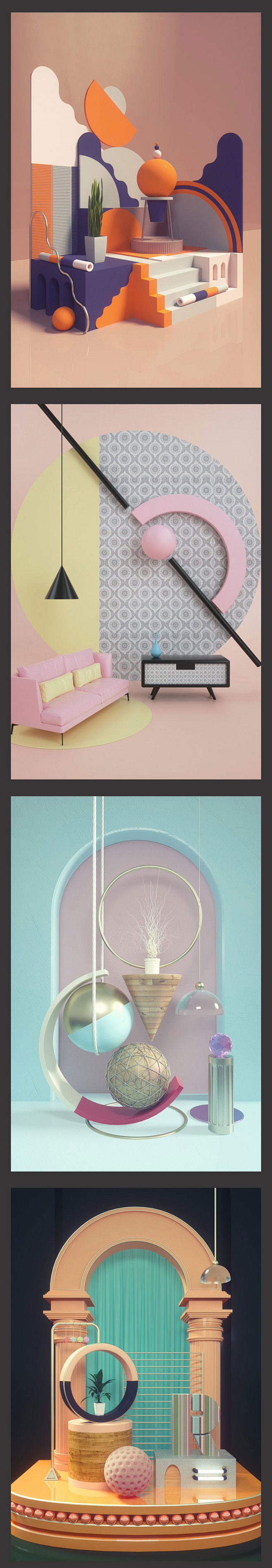 双十一电商C4D促销3D立体室内家具装饰...