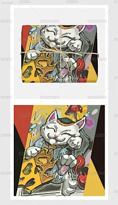 日式传统手绘风格猫咪插画