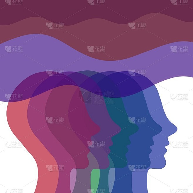 图解说明沟通。心灵感应。同理心
